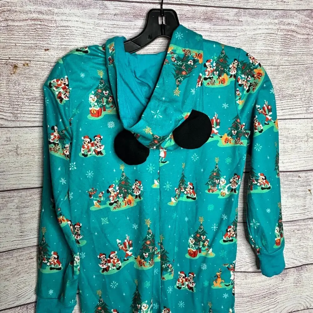 Disney Parks Mickey Mouse Christmas Winter Pajama Lounge Zip Union Suit Size 7/8 - Picture 12 of 12